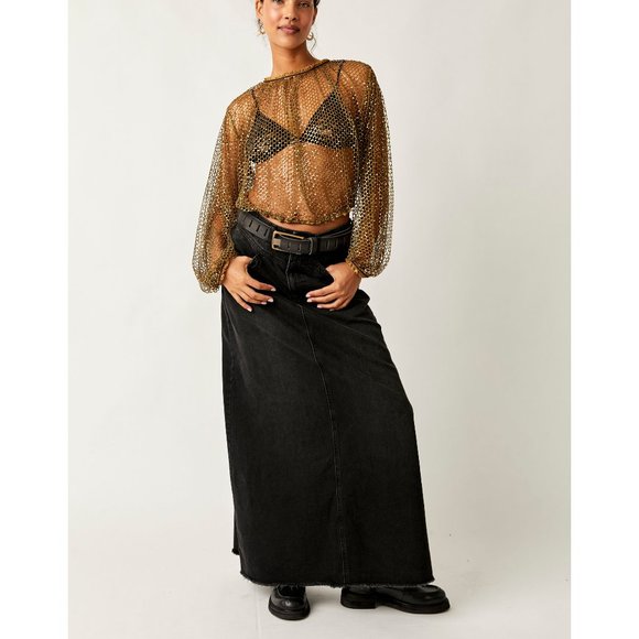 Free People Gold Mesh Blouse - Picture 9 of 10